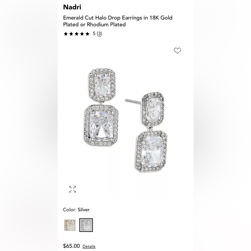 Nadri Emerald Cut Halo Drop Earrings